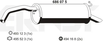 Produktbild von ERNST 686075 Endschalldämpfer für TOYOTA Yaris Schrägheck (P1) Auspuff