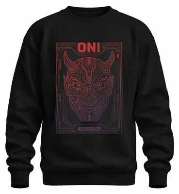 Produktbild von ONI Maske Japanisch Dämon Cyberpunk Japan Y2K Hannya Anime Sweatshirt Pullover, Schwarz, L