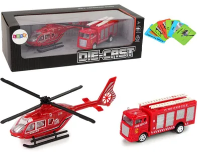 Produktbild von Lean Toys Feuerwehrhubschrauber-Zugset Rot