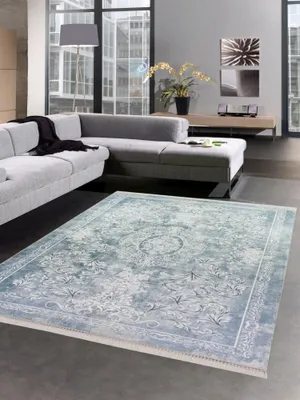Obrázek produktu pro Koberec obývací pokoj koberec ornamenty omyvatelný šedý velikost - 80 x 300 cm