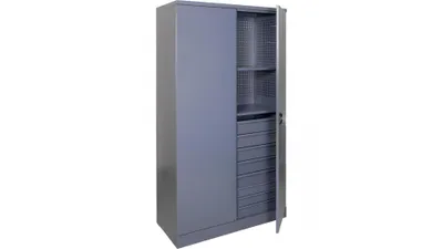 Zdjęcie produktu dla UHL-MASH Profesjonalna Szafa Metalowa Narzędziowa SI-10/2S/8D 197x100x50 Dwudrzwiowa/ Perforowana, 2 półki, 8 szuflad Garażowa Warsztatowa Magazynowa