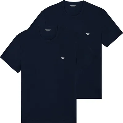 Produktbild von Emporio Armani Herren T-Shirt Rundhals 2er Pack | Baumwolle & Elasthan Regular Fit Farbe Dunkelblau Größe XL EM000391 AF14132