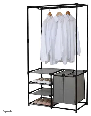 Produktbild von Garderobe Lena XL 87x158x45 cm mit 4 Ablageflächen, 1 Stange und 2 Wäschesäcken