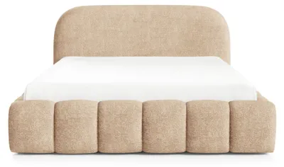 Image de Lit coffre BELLURE, dimension 140x200, lit double avec rangement et sommier à lattes, style boxspring, sans matelas, chambre à coucher - couleur pêche