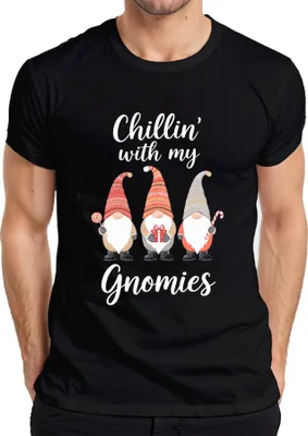 Obrázek produktu pro Chillin' with my Gnomies Christmas Gnomes Pánské tričko s vánočními skřítky, černé, XL
