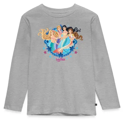 Produktbild von Spreadshirt Schleich Bayala Meerjungfrauen Kinder Premium Langarmshirt, 110/116 (4 Jahre), Grau meliert