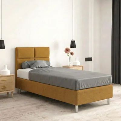 Produktbild von Hotelbett 80x200 cm - Gelb - Polsterbett für Hotels und Pensionen - Boxspringbett - Wasserabweisend - Als Doppelbett Stellbar - SIMI