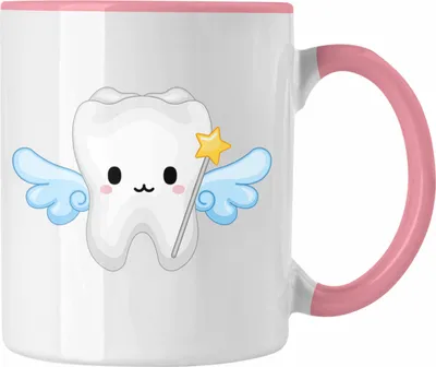 Produktbild von Trendation - Zahnfee Becher Kinder Zahnmedizinische Fachangestellte Tasse Geschenk Lustig Praxis Geschenkidee Zahnarzthelferin Zahntechnikerin Zahnärztin Lustiger Spruch (Rosa)