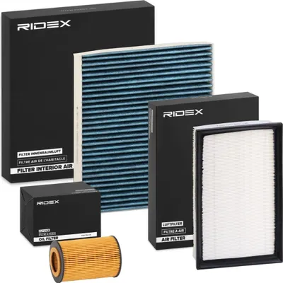 Produktbild von RIDEX Filterset Inspektionspaket Filtersatz für VW Golf VII Schrägheck (5G1, BQ1, BE1, BE2) Passat Variant (3G5, CB5) Golf VII Variant (BA5, BV5)