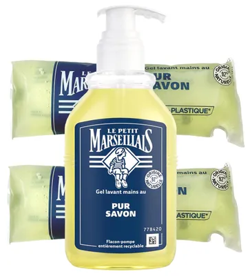 Produktbild von Le Petit Marseillais Flüssigseife Pur Savon Liquide 300ml + 2x250ml Nachfüllpack – Sanfte Pflege