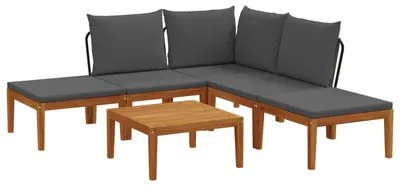 Image de vidaXL, 6 pièces, bois d'acacia massif et corde, style naturel