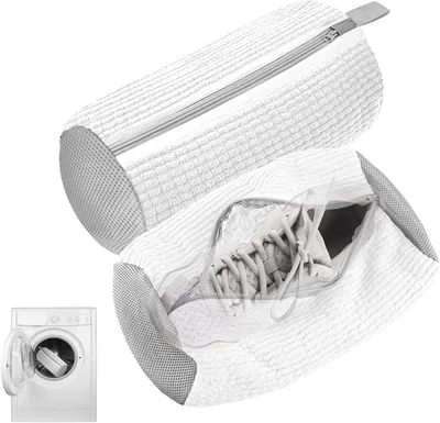 Imagen del producto de Bolsas para lavar zapatos con cremallera, paquete de 2 unidades, reutilizables, para lavadora