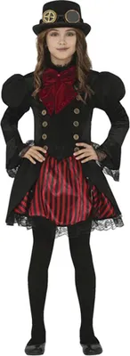 A young girl wearing a steampunk-style costume.