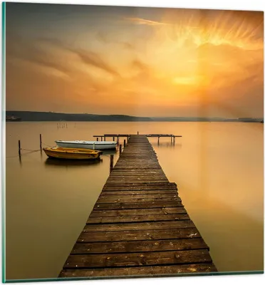 Produktbild von Bilder auf glas - See Brücke - 70x70cm - Glasbilder - Wandbilder - Bilder - Kunstdruck - zum Aufhängen bereit - Wanddekoration aus Glas - Glas Bilder - Wandbild auf Glas - Einteilig - GAC70x70-3673