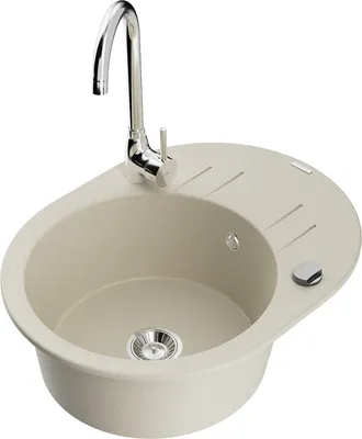Produktbild von Mexen Kevin 1 Becken-Granitspüle mit Abtropffläche und Mischbatterie Telma, Beige - 6517-69-670200-00