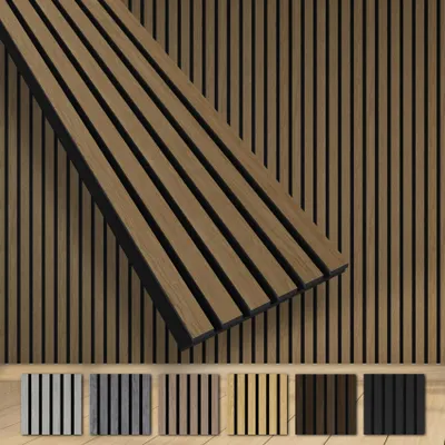 Zdjęcie produktu dla Panele akustyczne HEXIM, 280x30 cm, panele ścienne, duże, lameliowane, MDF, drewno, 0,85 m², XXL, naturalna okleina drewniana, grubość 21 mm, filc