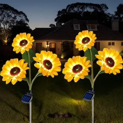 Solar-Sonnenblumenlampen, 2 Stück, IP65, warmweiß, für Außen