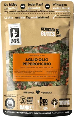 A close-up of a food product package, showing the front with branding and product details.