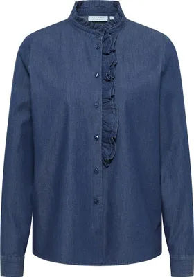 Produktbild von ETERNA Damen Bluse 5512 D401 aus strapazierfähigem Denim mit femininen Rüschen