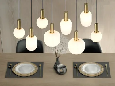 Produktbild von LED Retro Pendelleuchte Glas mehrflammige Esstischlampe über Kochinsel, B: 120cm