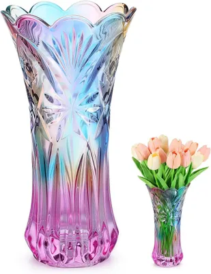 Obrázok produktu pre Vaša krištáľová váza, výška 24 cm, farebná, vhodná na aranžovanie kvetov