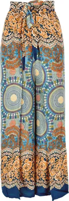 Produktbild von Palazzohose, Langer Boho Hosenrock, Wickelhose, Sommerhose - Orarange/petrol, Damen, Orange, Viskose, Hosen