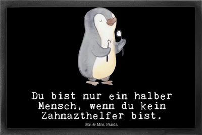 Produktbild von Mr. & Mrs. Panda Fußabtreter Zahnarzthelfer Herz 40 x 60 cm - Schwarz - Geschenk, fußmatte, Schmutzmatte, Sauberlaufmatte, Fussmatte, Schmutzfangmatte