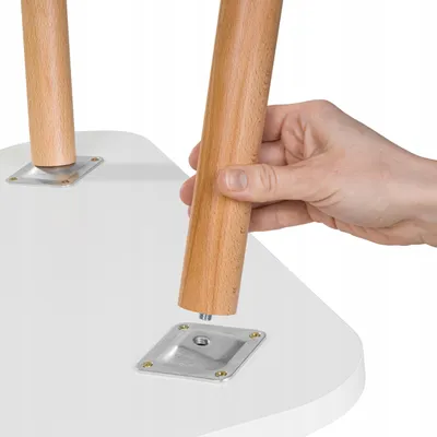 Immagine prodotto di Tavolino ovale, bianco, 50 x 70 cm, con gambe in legno, ideale per il soggiorno