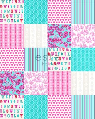 Obrázek produktu pro ESTAhome XL tapety love you - výroky tyrkysová a růžová 20 behangtegels van 53 x 53 cm