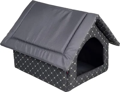 Zdjęcie produktu dla Elegancka buda dla psa | rozmiar XL: 44 x 55 x 43 cm | kolor: czarny - wzór: łapki
