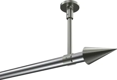 Produktbild von Interdeco Gardinenstange / Vorhangstange Chrom / Edelstahl-Optik, Typ Sonette Savio (Kegel) ohne Ringe, Deckenmontage, 20 mm Ø 1-läufig, 360 cm