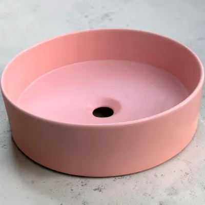 Produktbild von Aufsatzwaschbecken Rund Rosa 42cm Keramik Waschbecken