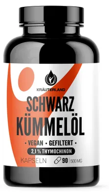 Produktbild von Schwarzkümmelöl Kapseln gefiltert, 2,1 % Thymochinon, vegan - 90 Stück