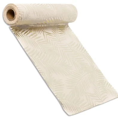 Produktbild von Tischläufer aus Leinen mit goldenen Palmen 28 cm x 5 m - Chic + Natürlich -