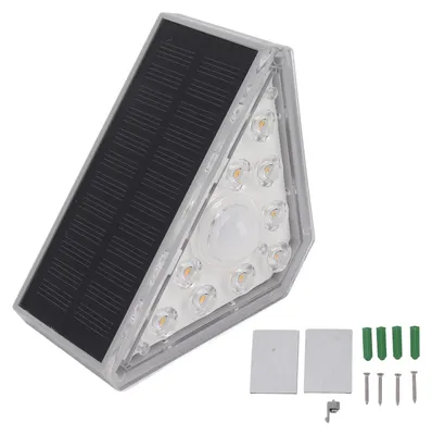 Image de Lot de 2 lampes d'escalier solaires, 9 LED, IP68, étanches, à détection de mouvement, pour cour, terrasse, jardin, allées, patio