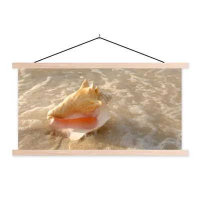 Produktbild von MuchoWow® Textilposter Muschel - Meer - Himmel 60x30 cm mit holzfarbenen Rahmen - Dekoration