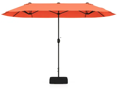 Produktbild von KOMFOTTEU Doppelsonnenschirm mit Ständer, 400 x 200 cm XXL Sonnenschirm, Terrassenschirm mit Kurbel, UPF 30+, Balkonschirm groß, Gartenschirm für Terrasse & Pool (400 x 200 cm-Ohne LED,Orange)