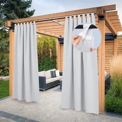 Obrázok produktu pre Vodoodpudivá balkónová záclona, zatemňujúca, 213 x 132 cm, čierna