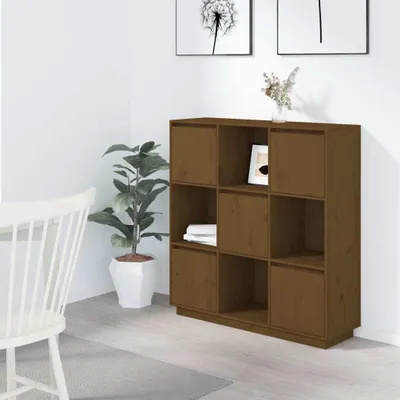 Produktbild von The Living Store Highboard Honigbraun 110,5x35x117 cm Massivholz Kiefer