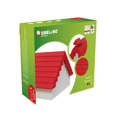 Produktbild von Hubelino 68 Stück Dachsteine Baustein-Set, Kunststoff Rot, kompatibel mit gängigen Systemen, Verpackung 24.5x9.5x21 cm, Made in Germany