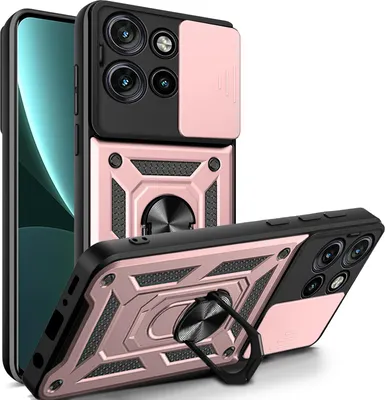 Produktbild von Outdoor Panzer Hülle für Motorola Edge 50 Neo Handyhülle mit Kameraschutz Ringhalter Rosegold