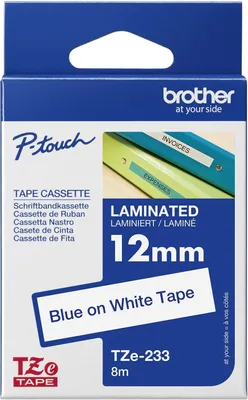 Produktbild von Brother Schriftbandkassette TZE-233 weiß/blau 12 mm