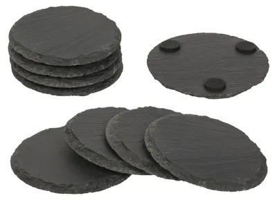 Produktbild von Glasuntersetzer - 4x - rund - Schiefer - 10 cm