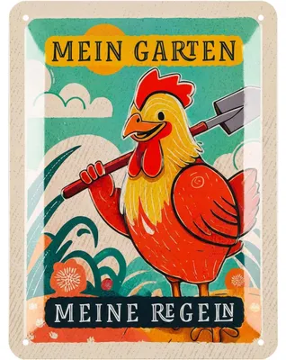 Produktbild von LANOLU Retro Blechschild Mein Garten meine Regeln Blechschilder Garten mit Sprüchen nostalgische Dekoration Gärtner Geschenke, 15x20cm