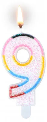 Produktbild von Tamipol Geburtstagskerze Zahl 9 Regenbogen Glitzer