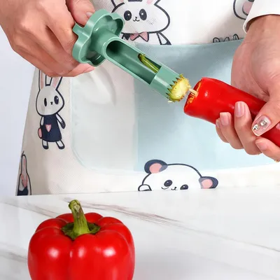 Produktbild von Paprikakerneentferner, 2-teilig – Praktischer Küchenhelfer zum schnellen Entkernen von Paprika, Chili und Gemüse