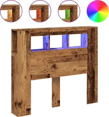 Obrázok produktu pre vidaXL LED čelo postele vzhľad starého dreva 120x18,5x103,5 cm materiál na báze dreva