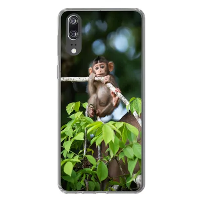 Produktbild von MuchoWow® Handyhülle Schutzhülle Hülle für Huawei P20 Baby - Affe - Äste Silikon Softcase Handy Hülle - Hardcover