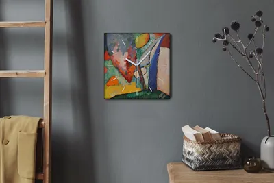 Produktbild von Coloray Hodiny Unikátní 30x30 cm  Tiché hodiny Pro obývací pokoj a kuchyň Nástěnné hodiny Plátno Bílé ručičky hodin - Kandinsky vodopád
