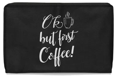 Produktbild von kwmobile Hülle kompatibel mit Nespresso Essenza Mini - Abdeckung Kaffeemaschine Staubschutz OK Coffee Weiß Schwarz